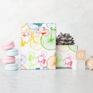 Papel De Presente Bicicleta Amarelo Amarelo Vermelho Verde Retroazui