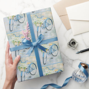 Papel De Presente Bicicleta Azul com Visitas
