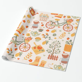 Papel De Presente bicicleta de jardim de chalé