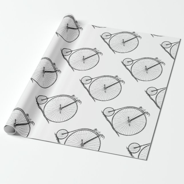 Papel De Presente Bicicleta de Roda Alta Penny Farthing (Desenrolado)