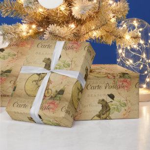 Papel De Presente Bicicleta de Sapo Ephemera Francesa