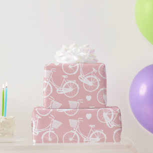 Papel De Presente Bicicleta Retroativa Colar Rosa e Branca