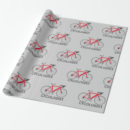Papel De Presente Bicicleta Vermelha com Texto Cycologista no Grayr