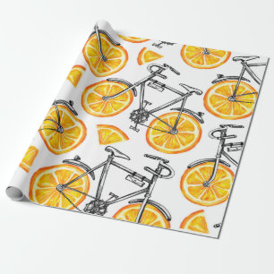Papel De Presente Bicicletas bonitas com rodas laranja. Manipulaçã