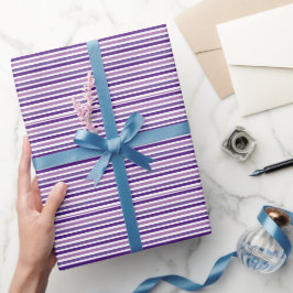 Papel De Presente Bico Cinto Simples Roxo e Listras Brancas