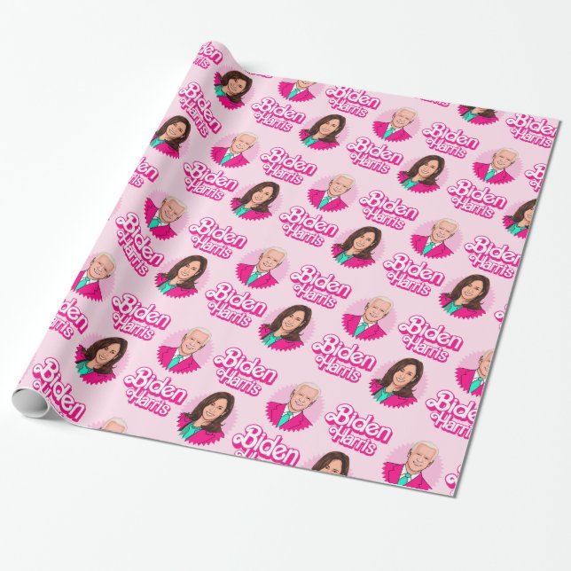 Papel De Presente Biden Harris Pink Birthday (Desenrolado)