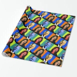 Papel De Presente Biden Harris Pop Art (Azul, Laranja, Neon, Verde)