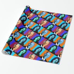 Papel De Presente Biden Harris Pop Art (Laranja, Azul, Roxo, Vermelh
