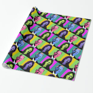 Papel De Presente Biden Harris Pop Art (Verde, Rosa, Amarelo, Neon)