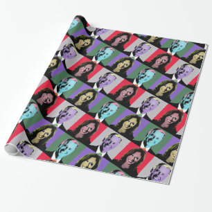 Papel De Presente Biden Harris Pop Art (Vermelho, Cinza, Verde, Roxo