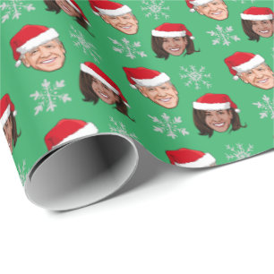 Papel De Presente Biden Harris Santa Hat Pattern