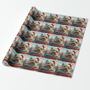Papel De Presente Biewer Terrier Cachorro Montanha-russa Natal