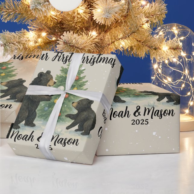 Papel De Presente Big Brother Little Brother Bear Custom Christmas (Feriados)