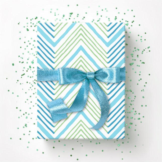 Papel De Presente Big Zag Chevron in Green and Aqua (Criador carregado)
