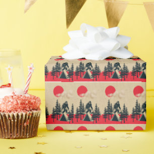 Papel De Presente Bigfoot Divertido Aniversário Vintage Acampamento