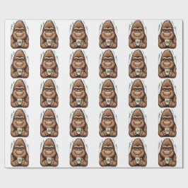 Papel De Presente Bigfoot Fofo Bebendo Café Sasquatch Divertido 