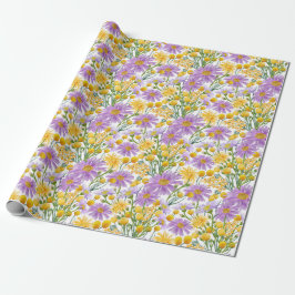 Papel De Presente Billy Buttons E Daisy Floral Blooms