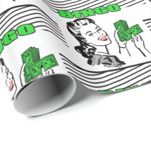 Papel De Presente Bingo Lady With Money