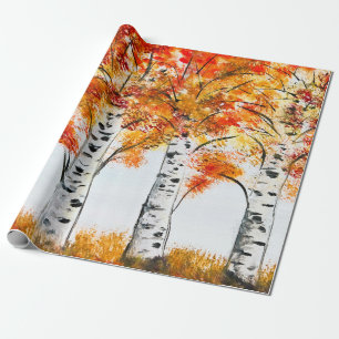 Papel De Presente Birch Fall Birch Tree Autumn Country Deixa present