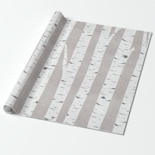 Papel De Presente Birch Tree Rustic Woodland