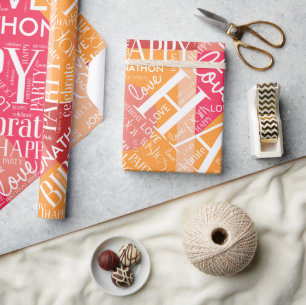 Papel De Presente Birthday Add Long Name Color Block Orange ID274