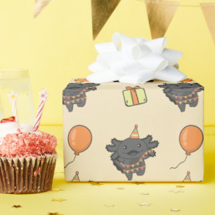 Papel De Presente Birthday Animal Cute Axolotl Aniversário de crianç