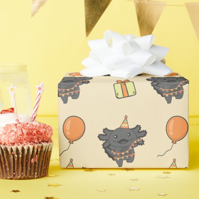 Papel De Presente Birthday Animal Cute Axolotl Aniversário de crianç (Festa de aniversário)
