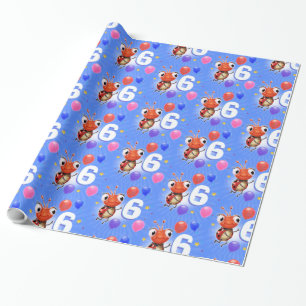 Papel De Presente Birthday Boy ou Girl age 6 Ladybug embrulhando pap