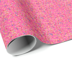 Papel De Presente Birthday Cake sprinkles a rosa