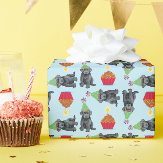 Papel De Presente Birthday Cupcake Bouvier des Flandres (Festa de aniversário)