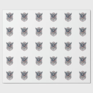 Papel De Presente Bisão Patriótico Águia Crista Animal Híbrido Patri