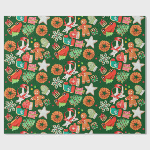 Papel De Presente Biscoito de Açúcar e Gingerpão de Natal