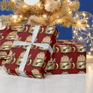 Papel De Presente Biscoito de Gengibre Fofo, Natal, Feriado