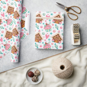 Papel De Presente Biscoito de Natal e Cupcakes
