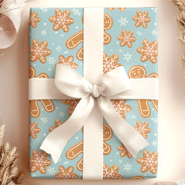 Papel De Presente Biscoito de Natal Homem de Pão de Mel Padrão de Fe
