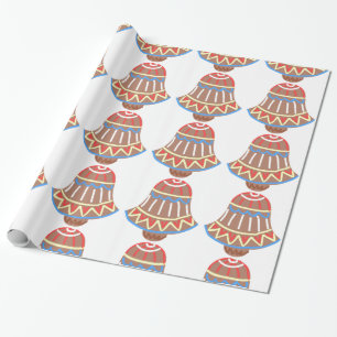Papel De Presente Biscoito de Natal Vermelho, Branco e Azul das Fest
