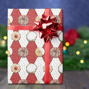 Papel De Presente Biscoito Italiano de Natal Fofo, Diamante Vermelho