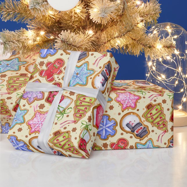 Papel De Presente Biscoitos Coloridos de Natal (Feriados)