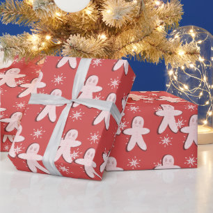 Papel De Presente Biscoitos cor-de-rosa e flocos de neve