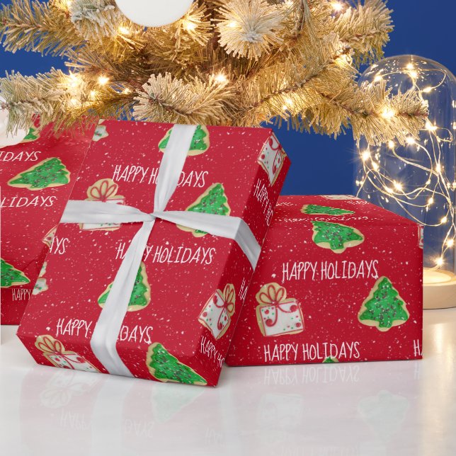 Papel De Presente Biscoitos de Açúcar de Natal e Flocos de Neve (Feriados)