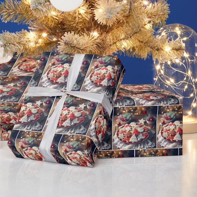 Papel De Presente Biscoitos de Açúcar de Natal Festivo (Feriados)
