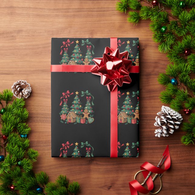 Papel De Presente Biscoitos de Casa de Gengibre de Árvore de Natal A (Presente de Natal)