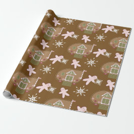 Papel De Presente Biscoitos de Casa de Pão de Mel Flocos de Neve Ros