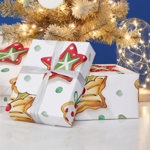 Papel De Presente Biscoitos de Férias Brilhantes e Alegres