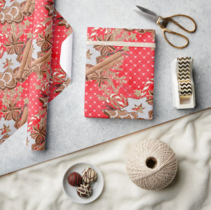 Papel De Presente Biscoitos de Gengibre com Aquarela Natal