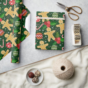 Papel De Presente Biscoitos de Gengibre de Natal