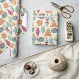 Papel De Presente Biscoitos de Gengibre de Natal & Enfeites