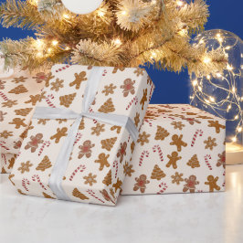 Papel De Presente Biscoitos de Gengibre e Bastões de Doces