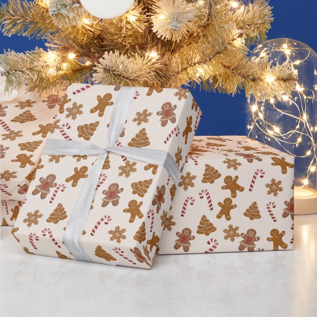 Papel De Presente Biscoitos de Gengibre e Bastões de Doces (Feriados)