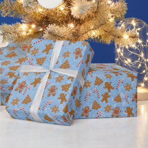 Papel De Presente Biscoitos de Gengibre e Bengalas de Natal